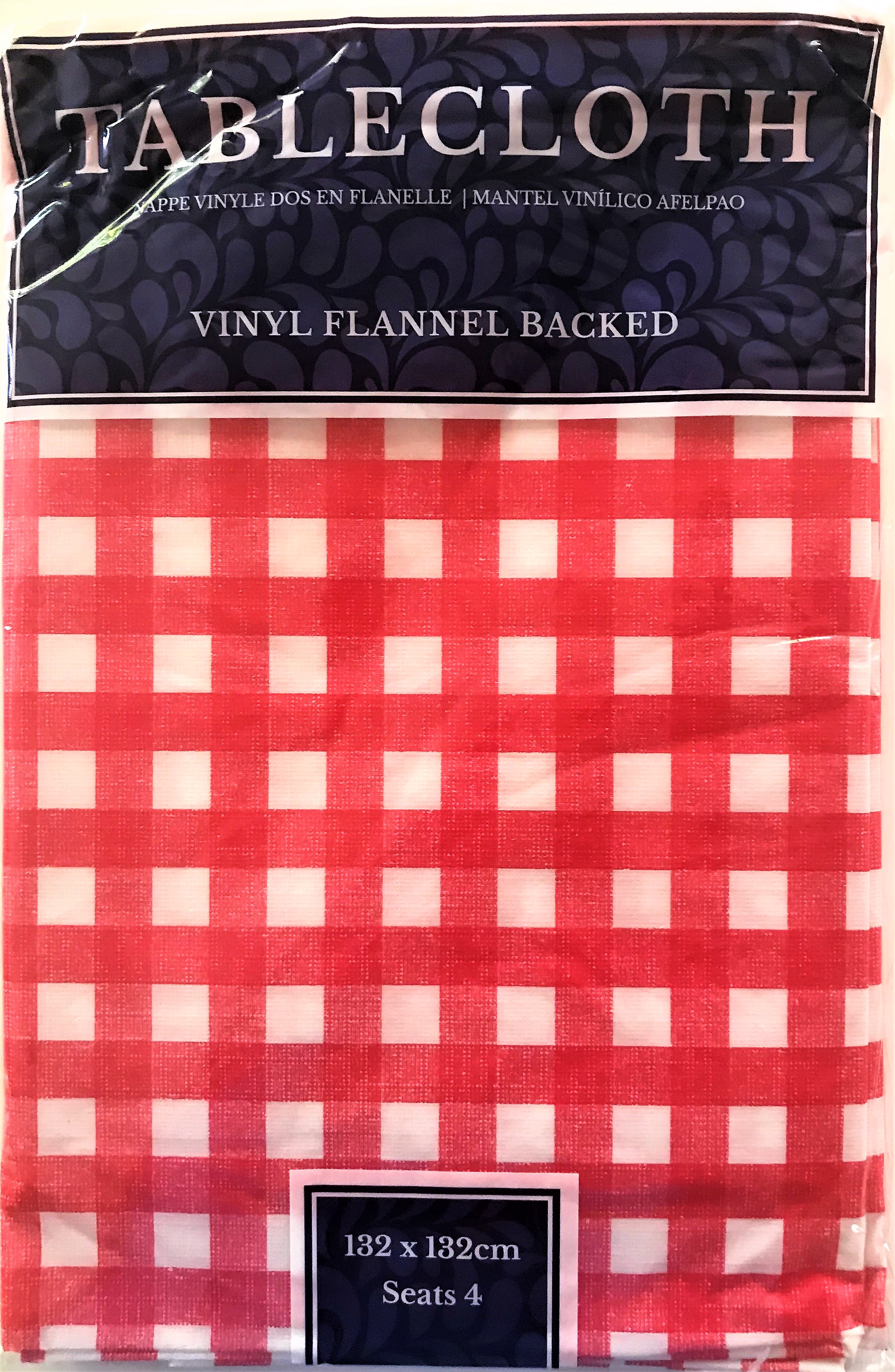 132cm x 132cm Square Vinyl Table Cloth Flannel Backed Tablecloth PEVA 4
