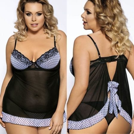 Black Plus Size Babydoll Lingerie + G String XL 2XL 3XL 4XL 5XL