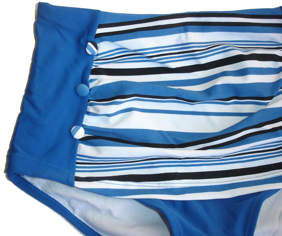 Bikini Boyleg Retro High Waisted Swimwear Bathers Sz 8 - 16 Women Blue ...