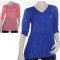 CKM Crinkle Blouse Top Tunic V Neck Sz 10 12 14 Women Salmon Pink Cobalt Blue