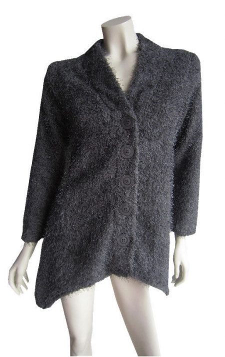 Cardigan Grey Fluffy Knit Cardi Winter Plus Size 10 12 14 16 18 20 EVERSUN