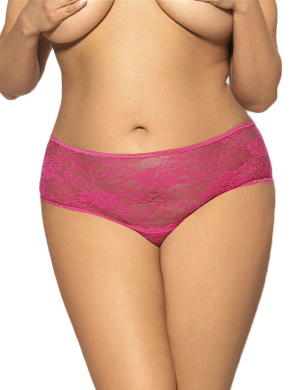 Crotchless Panties Plus Size XL - 6XL Pink French Knickers Open Crotch  Underwear