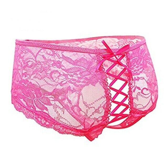 Women Open Crotch Crotchless Knickers Sheer Lace Briefs Thong Underwear  Panties