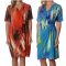 Drape Dress LILIA WHISPERS Red Turquoise Plus Sizes 10 - 18 Women Crossover