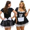 French Maid Costume Plus Size 8 - 26 Satin Fancy Dress Halloween Hens