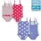 Girls One Piece Bathers Sizes 2 3 4 5 6 7 8 Purple Pink Stars Swimwear UPF50+