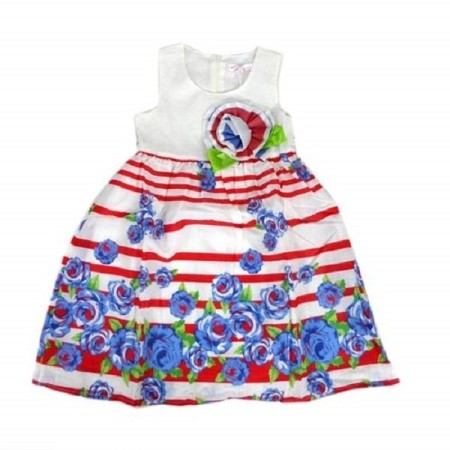 Girls Party Dress Red White Stripe Blue Floral Summer Sun Size 4 5 6 7 8