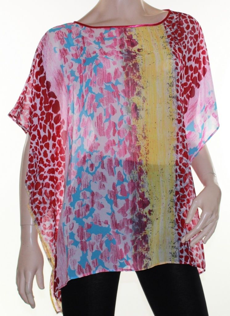 Kaftan Top Caftan Blouse Batwing Plus Size 8 - 24 Women Sheer Colourful ...