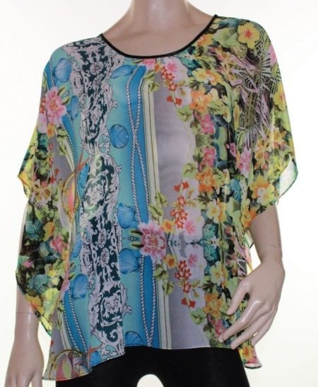 Kaftan Top Caftan Blouse Batwing Plus Size 8 - 26 Women Sheer Floral Cover Up