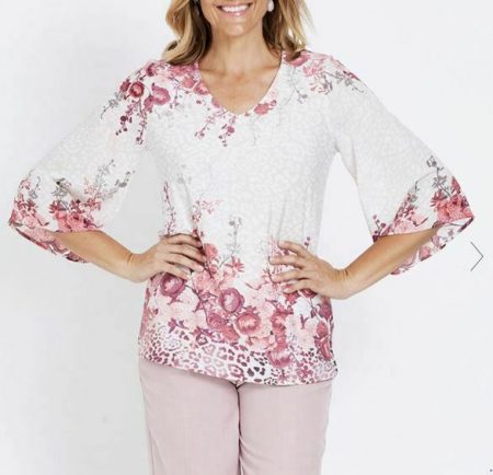 MILLERS Blouse Plus Size 12 14 16 18 24 Top Shirt Pink 3/4 Sleeve Floral