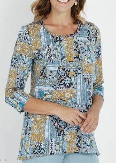 MILLERS Blouse Plus Size 14 16 18 20 22 24 Top Shirt Blue 3/4 Sleeve Paisley
