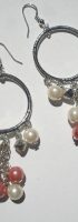 NEW FUNKY COOL SILVER HOOP PEARL DANGLE FASHION EARRING