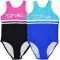 One Piece Bathers Swimwear JUNIOR ZONE Sports Racer Action Back Girl Pink Blue