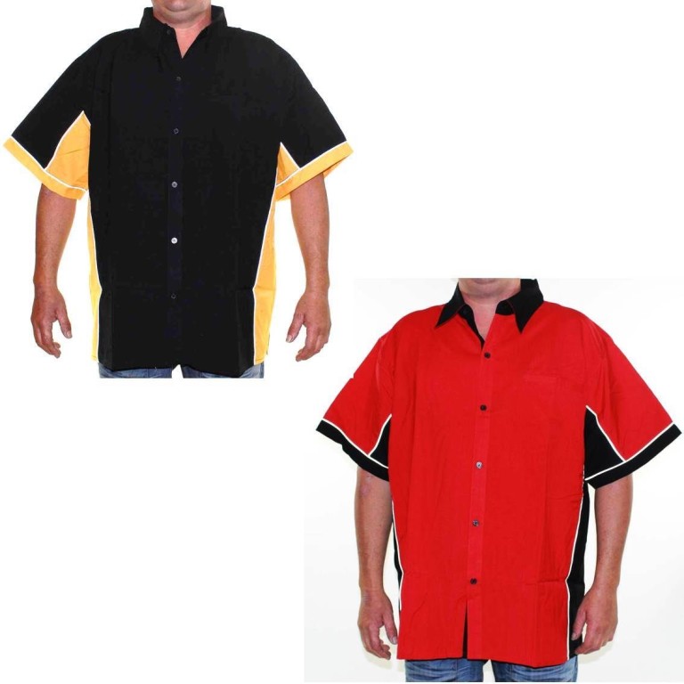 PitCrewShirtBowlingRetroBlackRedYellowPlusSize4XL5XLCasual