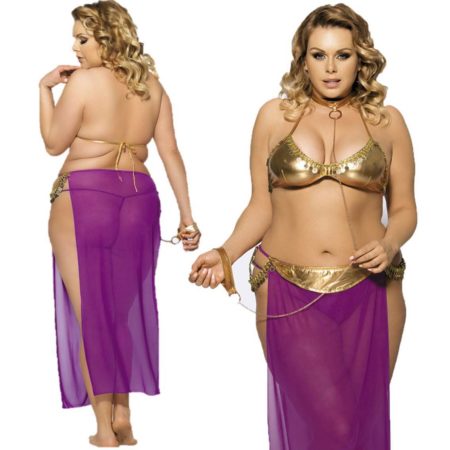Purple Harem Lady Slave Set Costume Skirt G String Plus Size XL 3XL 5XL