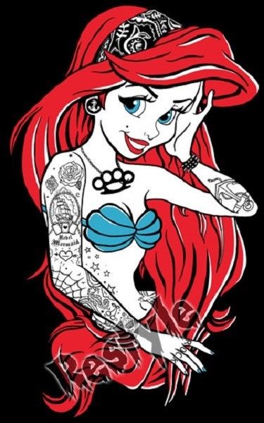 Disney  Tops  Disney The Little Mermaid Ariel Tattoo Graphic Tee Shirt   Poshmark