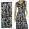 Sz 10 12 14 16 Women ELEGANT BLACK WHITE DRESS ROSE ABSTRACT PANELLED