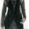 Sz 12 14 16 LIOR Dark Green Tunic Top Blouse Abstract Plush Velvet Knit Lace