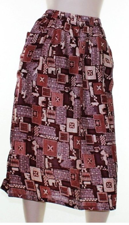 Sz 16 22 Burgundy Beach Casual Skirt Plus Multi Coloured Bright Sun Tribal Aztec