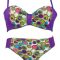 Sz 8 10 12 14 Women PURPLE RETRO SPOT DOT WHITE GREEN BIKINI BATHERS SWIMWEAR
