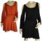 Sz 8 10 12 Women Black Orange Dress Split Sleeve Open Back Smock Shift Office EF