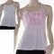 Sz 8 10 12  Women LUSHOUS Pink White Cami Tank Blouse Ruffle Shirt Racer Back