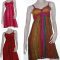 Sz 8 - 10 Women Pink Green Red Crinkle Dress Boho Gypsy Beach Surf Vivid Sun