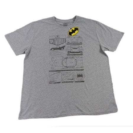 T Shirt Batman Batmobile Grey Tee Top Plus Size 4XL - 7XL DC Comics Offical