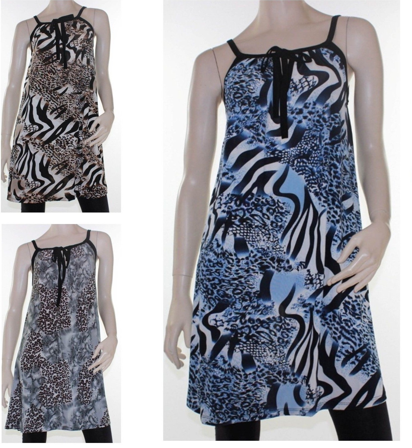 Tunic Top Sz 8 - 14 Women Blue Brown Grey Leopard Dress Animal Print ...