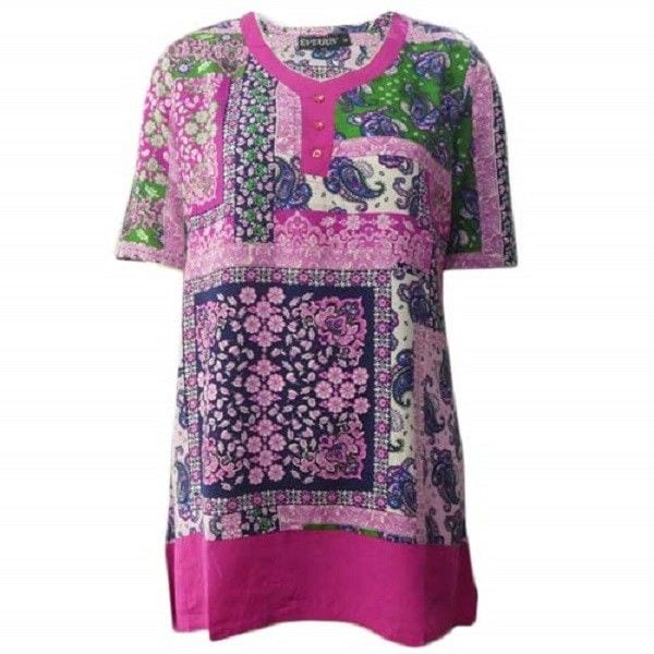 Tunic Top by EVERSUN Plus Size 10 12 14 16 18 20 Pink Paisley Print