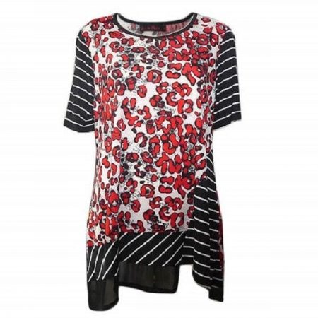 Tunic Top by SUN ROSE Plus Size 14 16 18 20 22 24 Black Red Animal Print